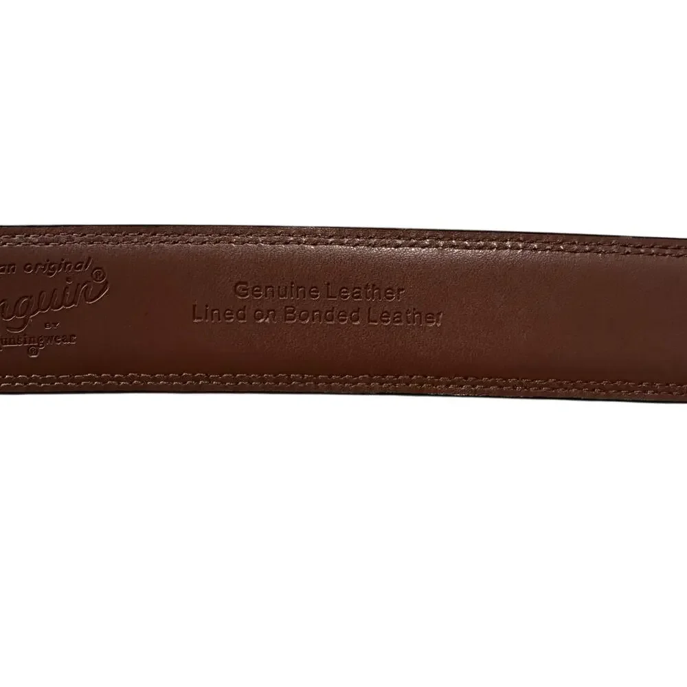 Penguin Munsingwear Men's Belt 50 Black Leather Adjustable Belt Buckle
